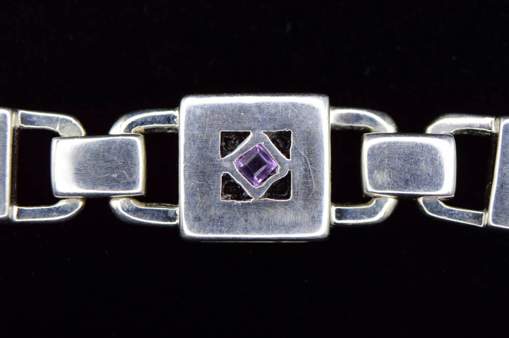 Sterling Silver and Amethyst Bracelet