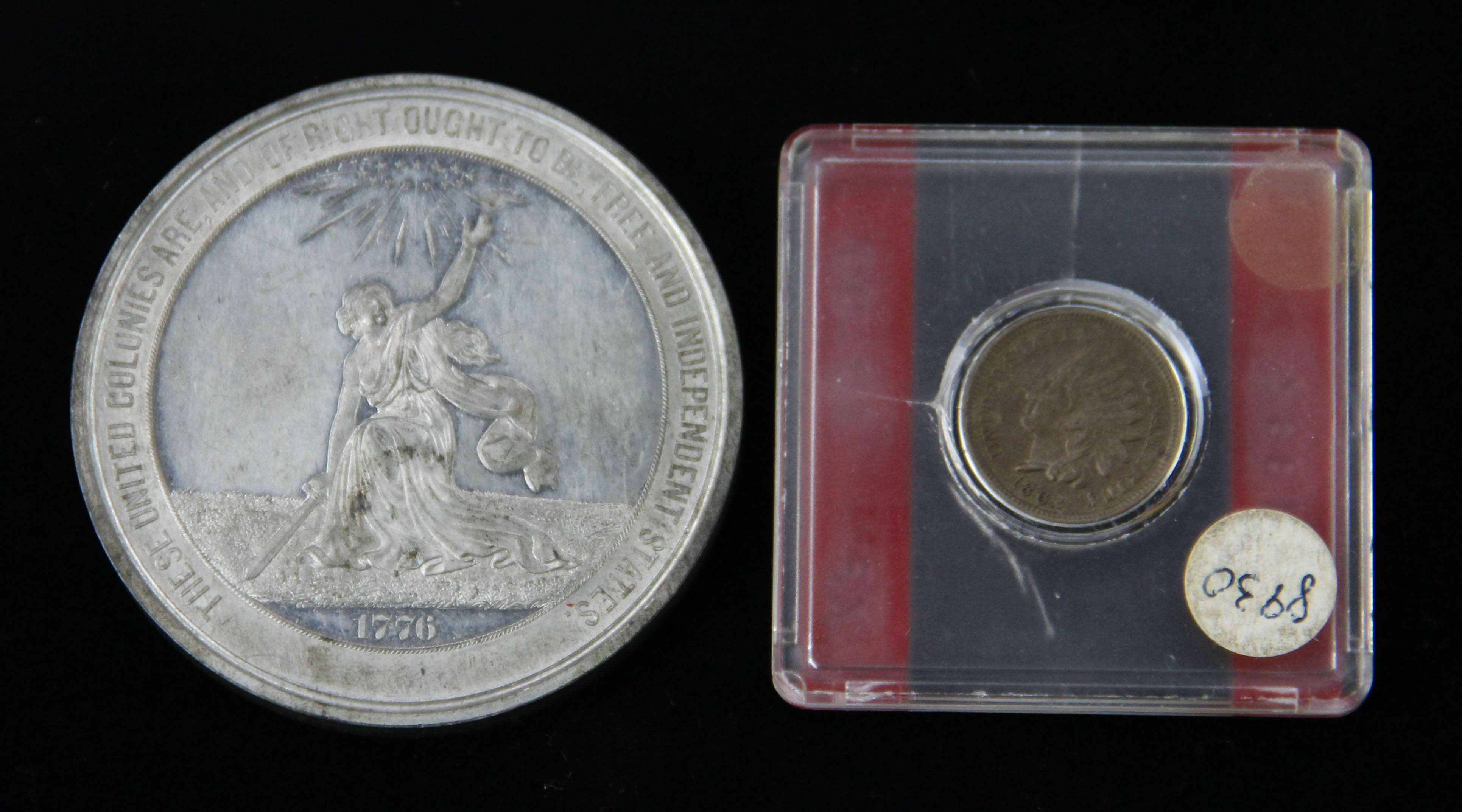 Indian Head Penny 1862 and Commemorative Coin 1874