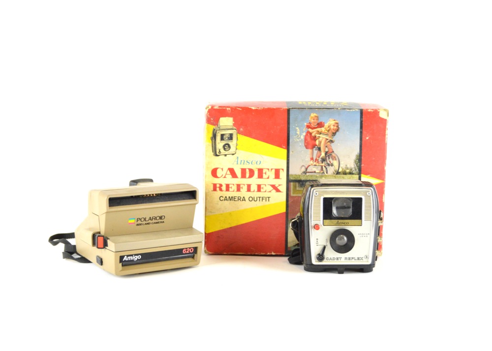 Vintage Polaroid and Ansco Cameras
