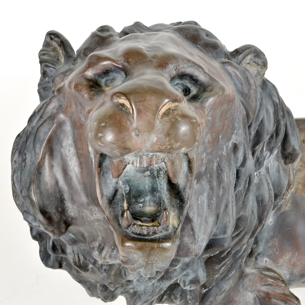 Life-size Bronze "Lion Qui Marche" Sculpture After A. Barye
