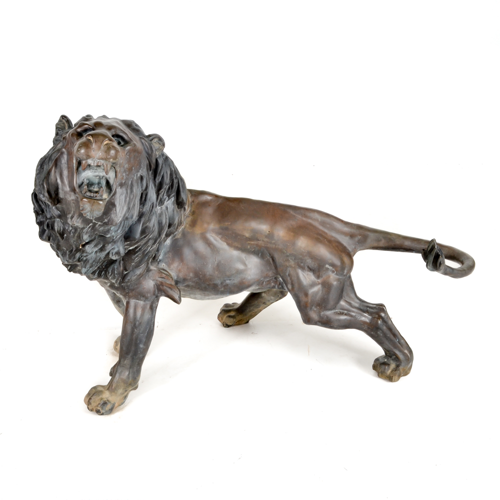 Life-size Bronze "Lion Qui Marche" Sculpture After A. Barye