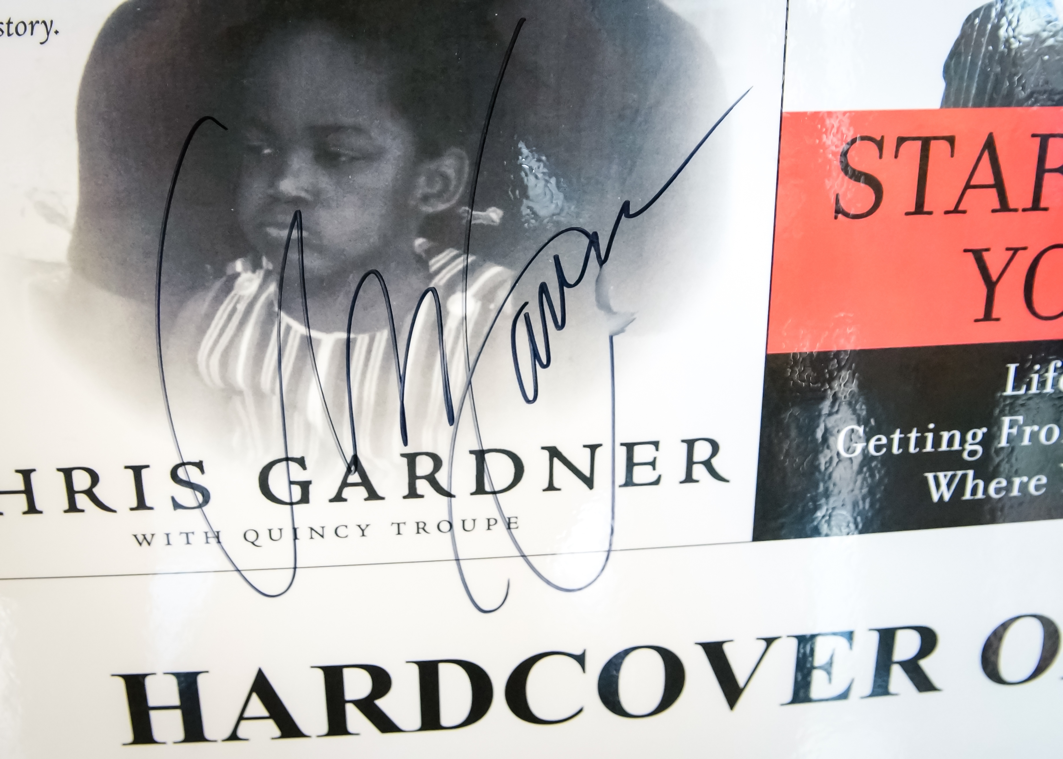 Signed Chris Garner Promotional Poster with Rubik's Cube