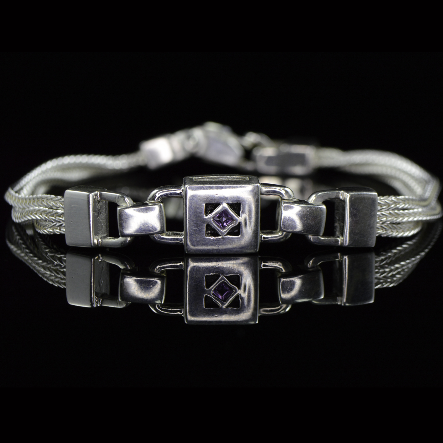 Sterling Silver and Amethyst Bracelet