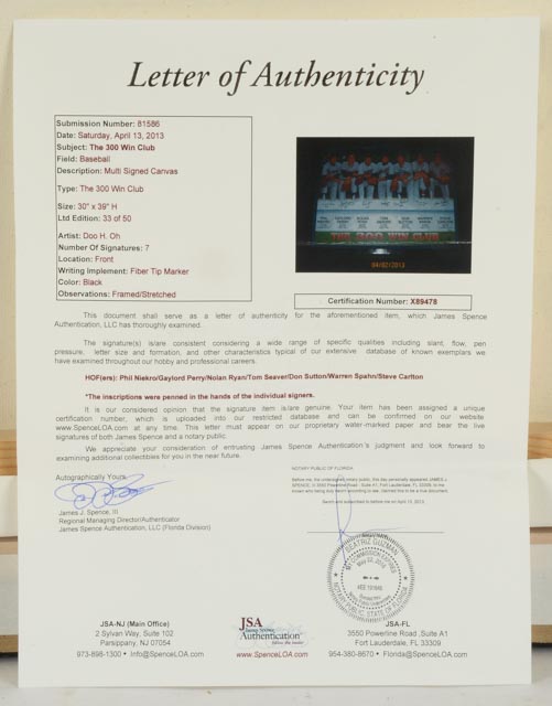 The 300 Win Club Signed Canvas  COA