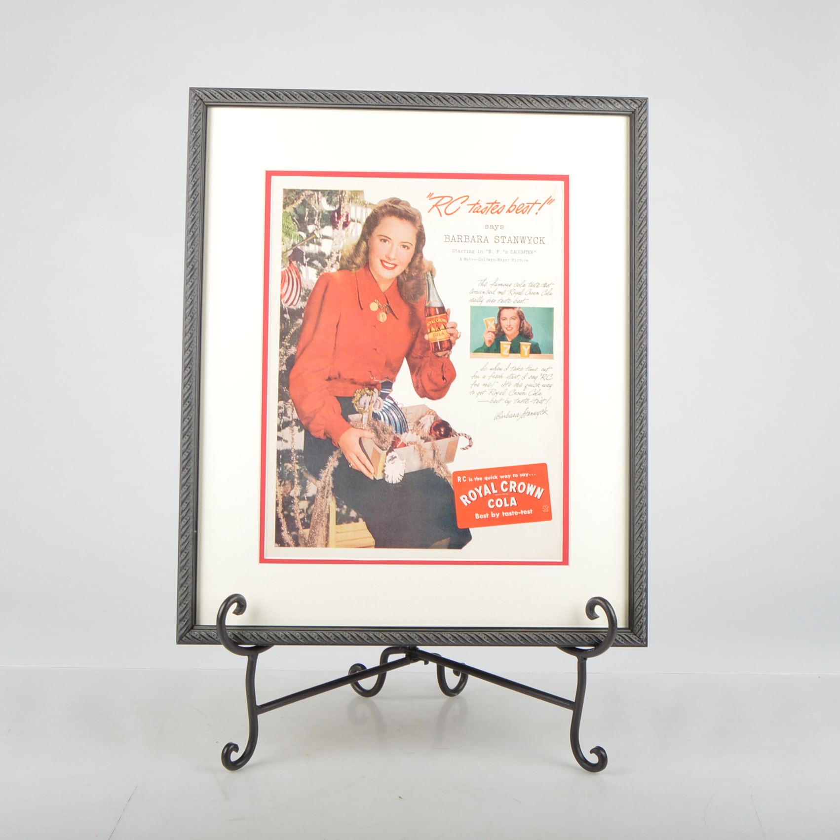 Original 1944  Advertisement for Royal Crown Cola with Barbara Stanwyck