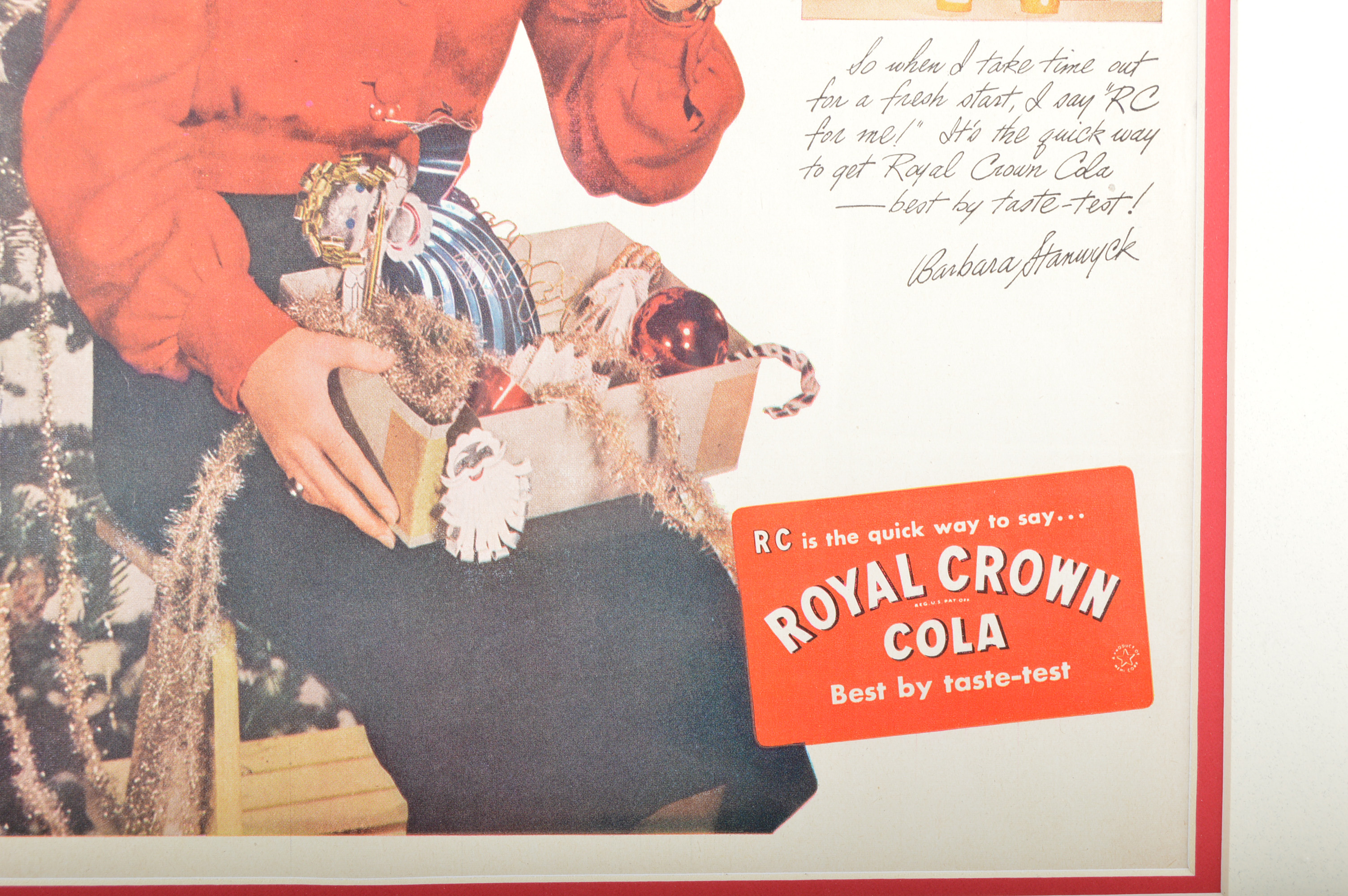 Original 1944  Advertisement for Royal Crown Cola with Barbara Stanwyck