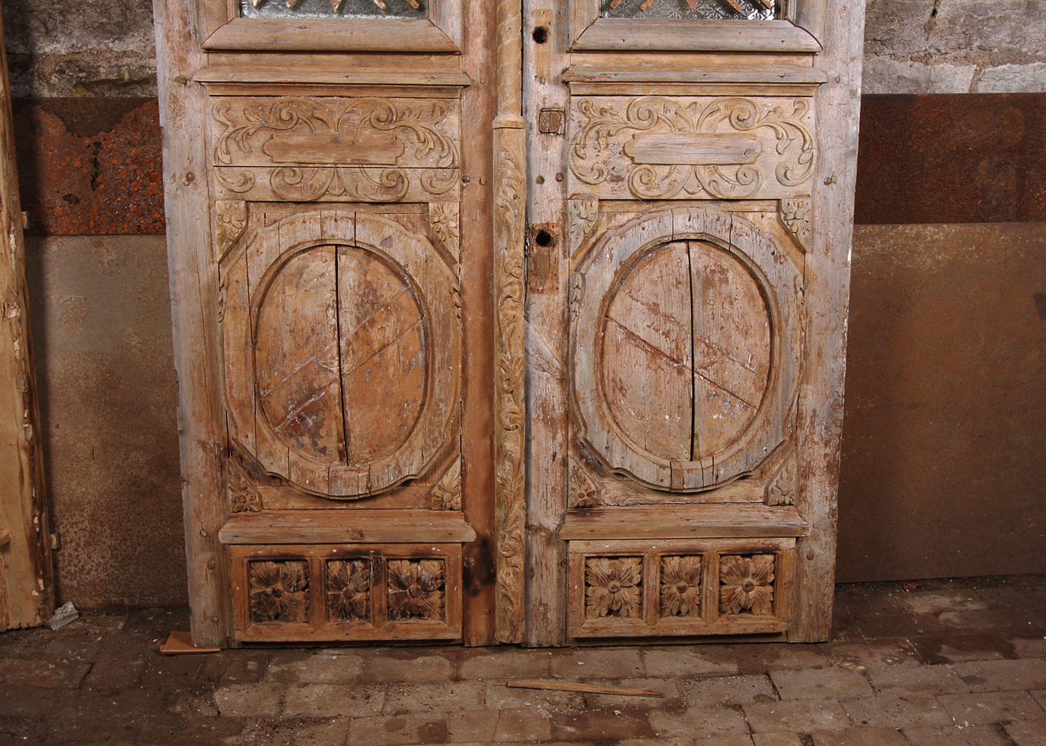 Antique Architectural Salvage Large Doors with Bars