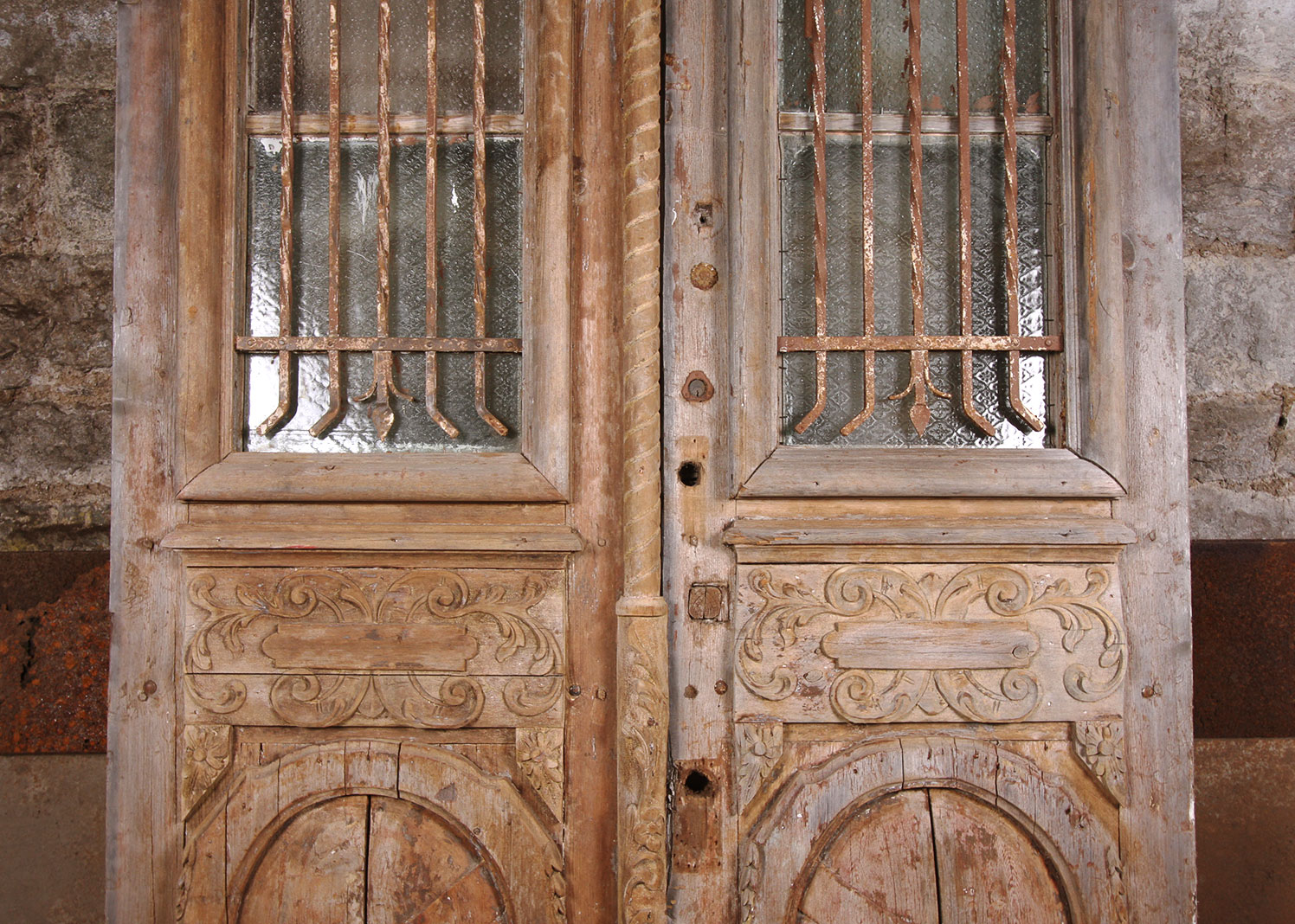 Antique Architectural Salvage Large Doors with Bars