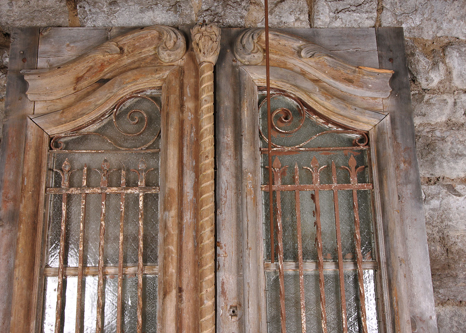 Antique Architectural Salvage Large Doors with Bars