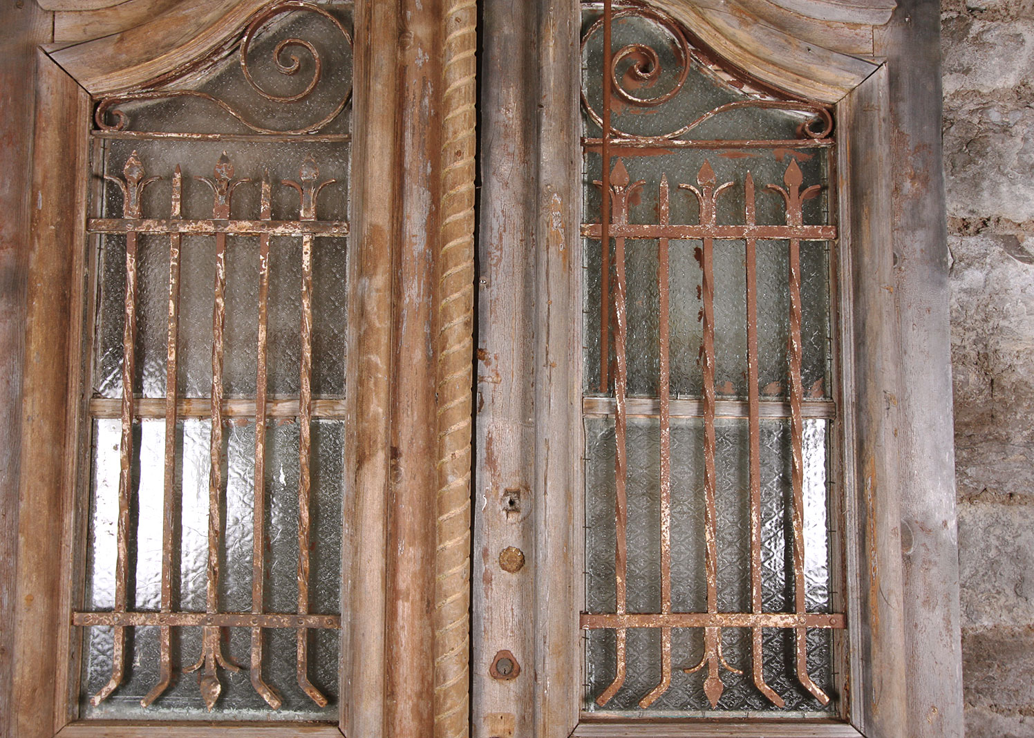 Antique Architectural Salvage Large Doors with Bars