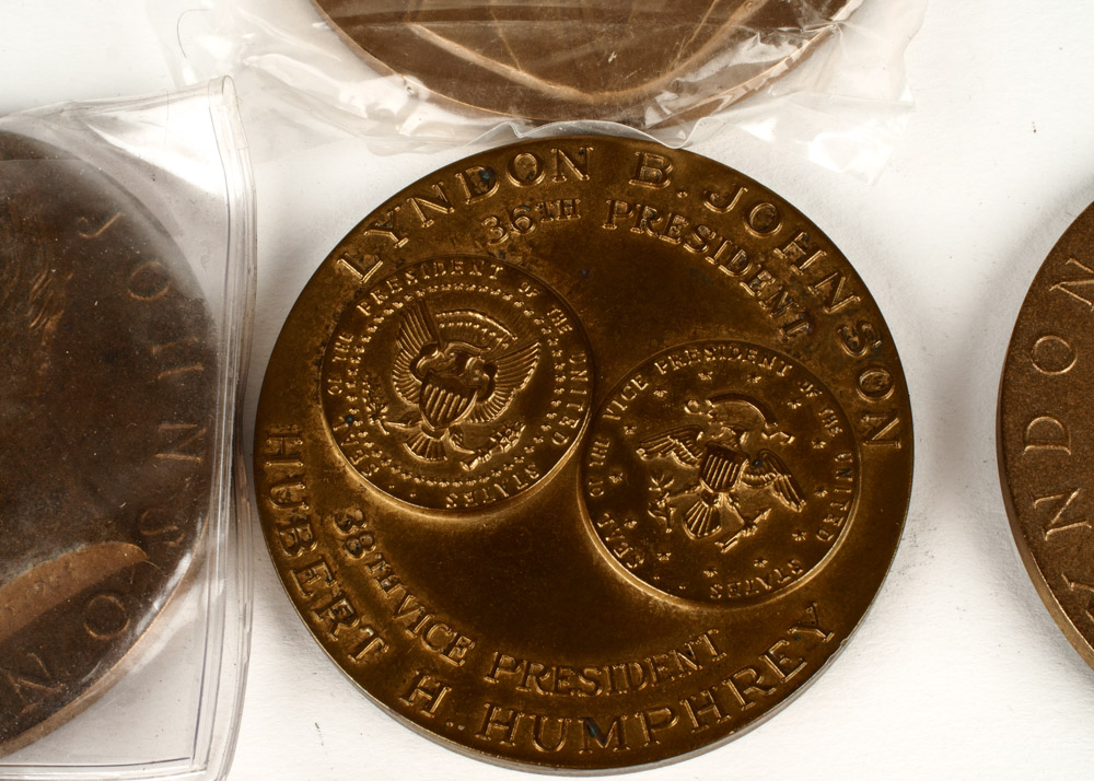 Collection of Bronze Commemorative Lyndon B. Johnson Medals