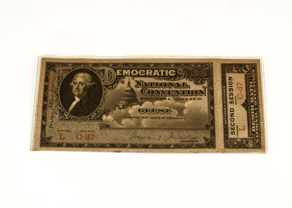 1912 Democratic National Convention Ticket