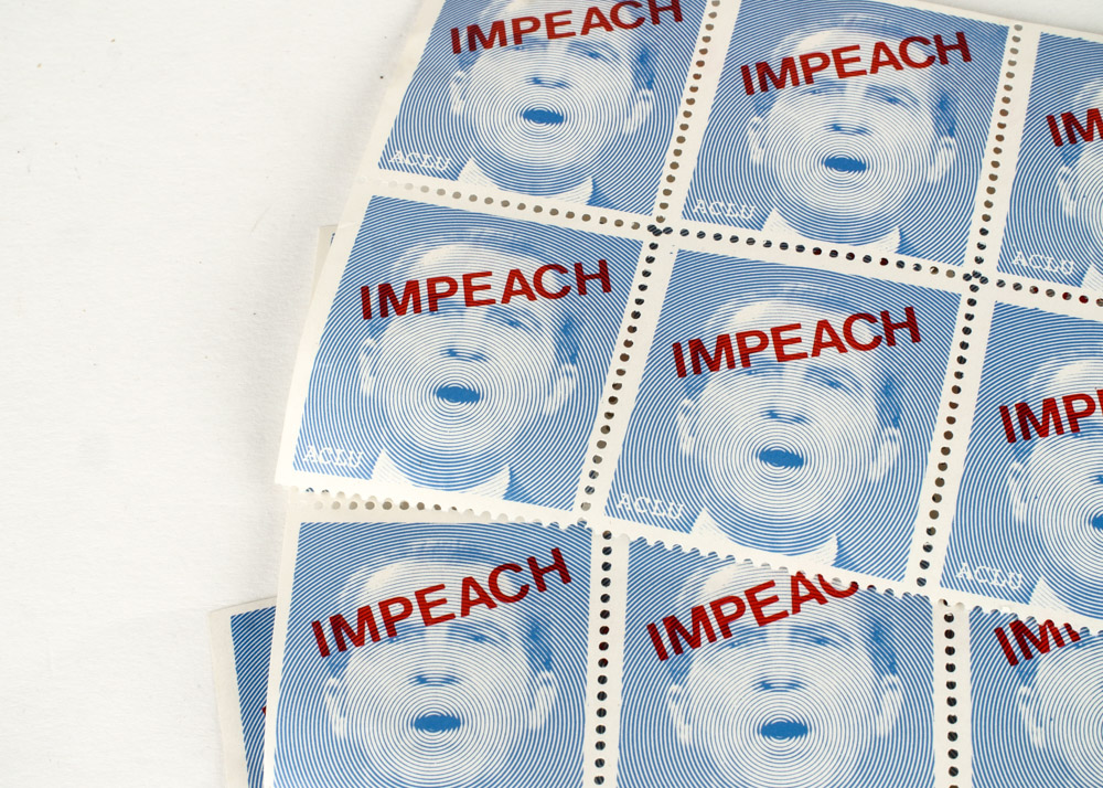 Collection of Vintage Impeach Nixon ACLU Stamp Blocks