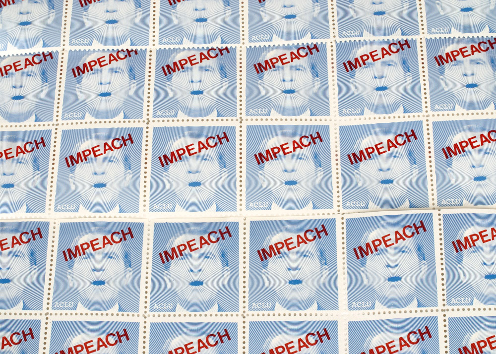 Collection of Vintage Impeach Nixon ACLU Stamp Blocks