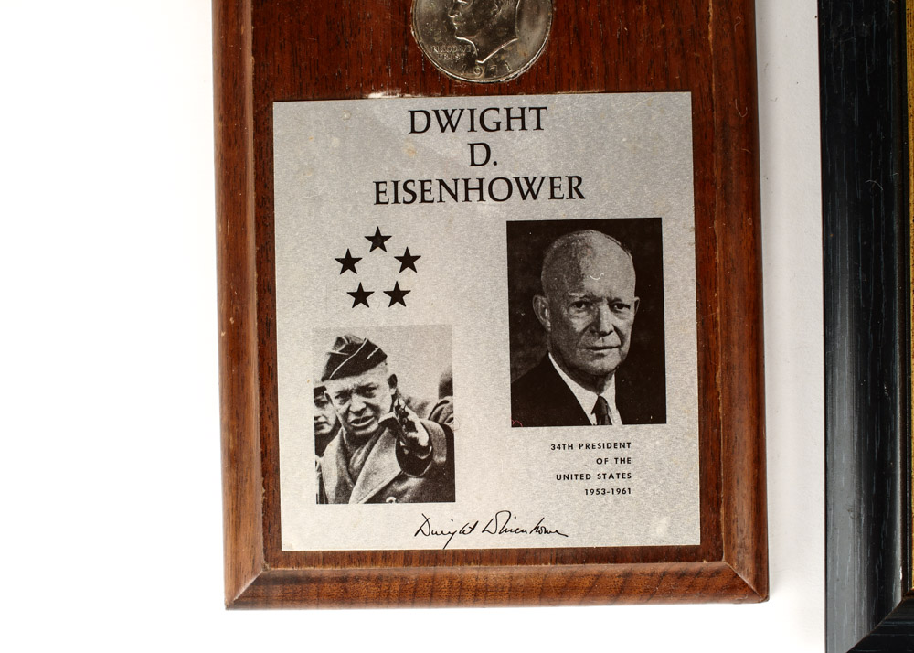 Pair of 1971 and 1972 Framed Eisenhower Silver Dollars