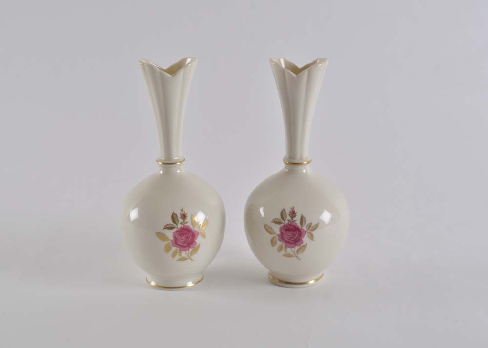 Matching Pair of Rhodora by Lenox Vases