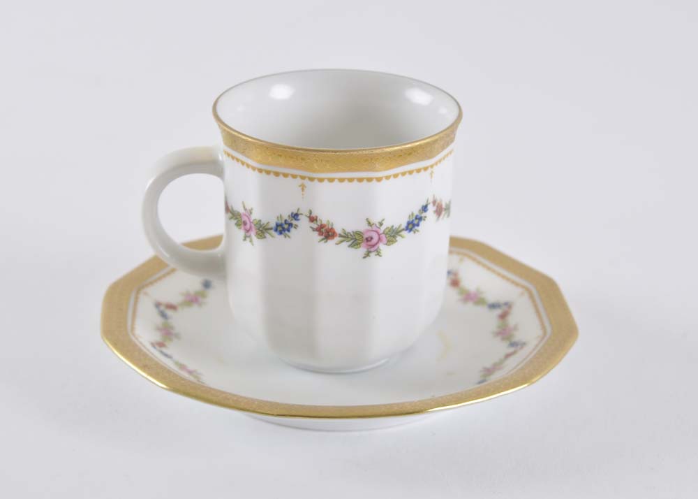 Set of Four Petite Rose by Tirschenreuth Demitasse Cups and Saucers