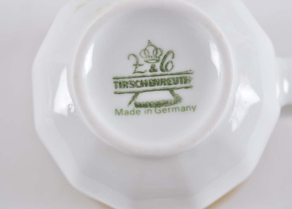 Set of Four Petite Rose by Tirschenreuth Demitasse Cups and Saucers