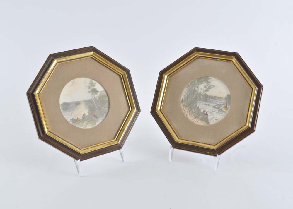 Pair of Marko Manufacturers Hand Colored Etchings