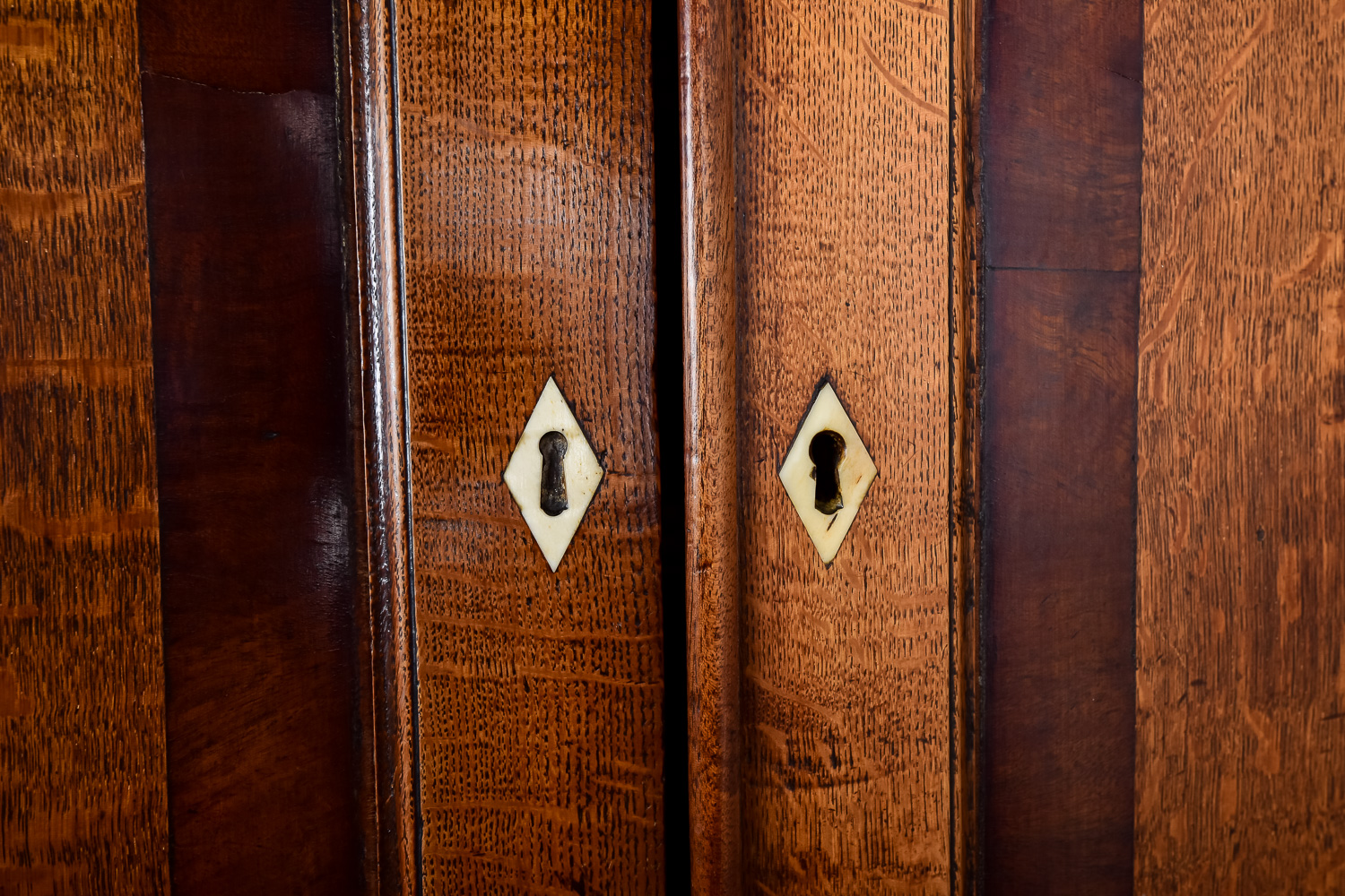 Antique Walnut Hutch with Ivory Keyhole Inlays