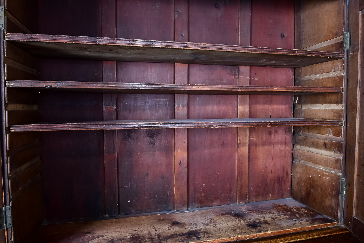 Antique Walnut Hutch with Ivory Keyhole Inlays