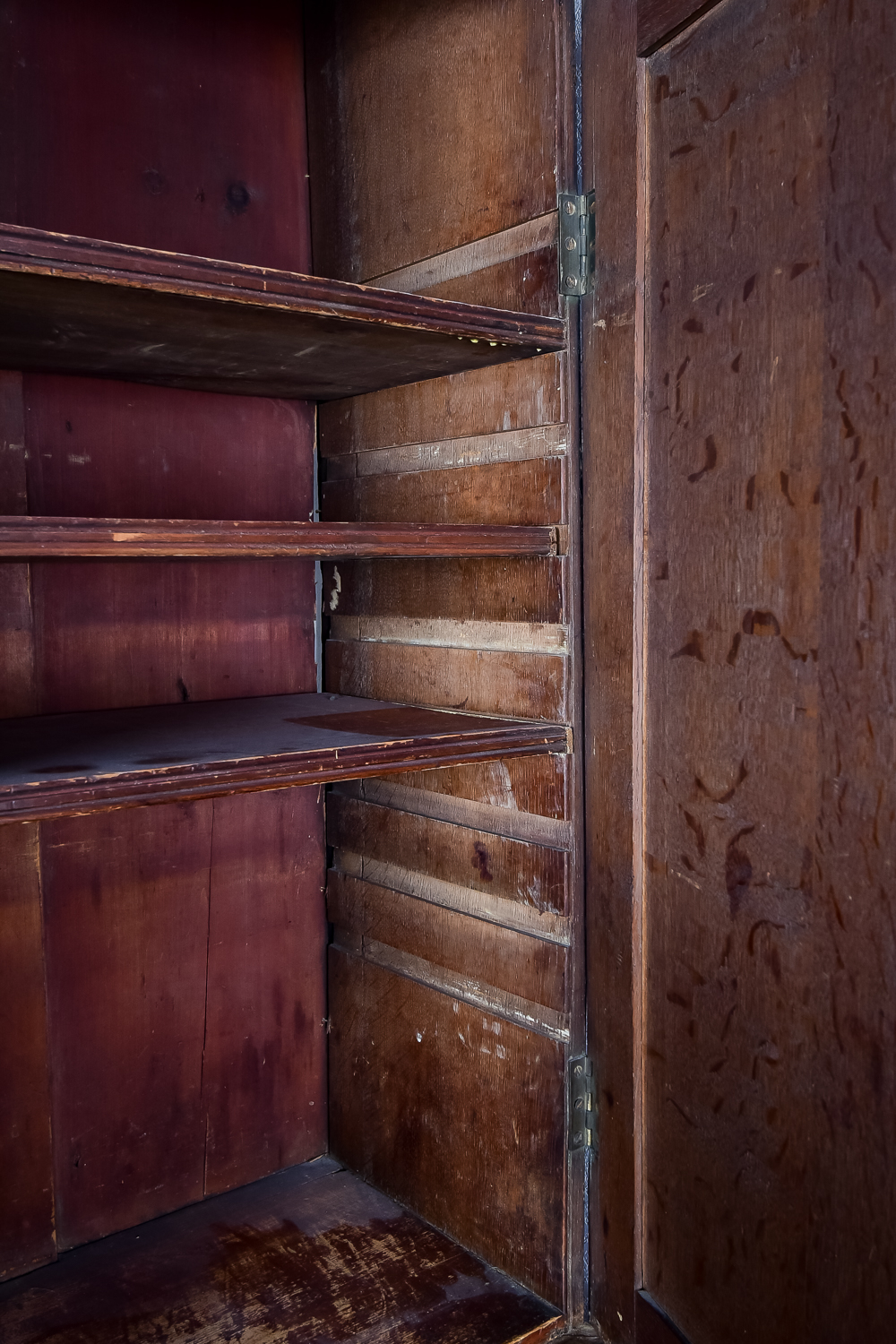 Antique Walnut Hutch with Ivory Keyhole Inlays