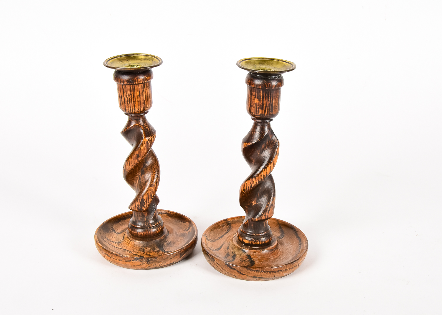 Pair of Antique Oak Candlesticks
