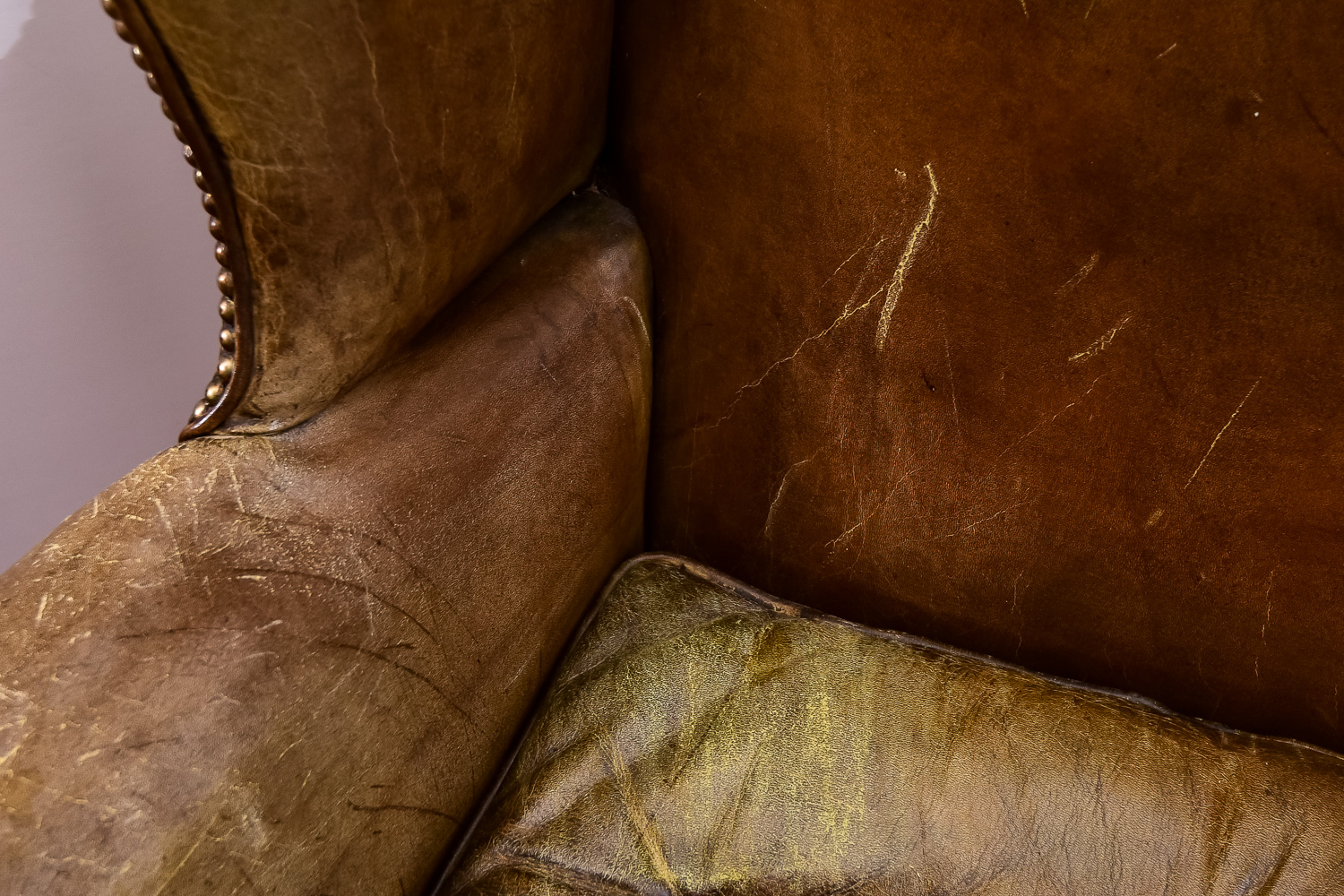 Leather Chippendale Style Wing Chair, Circa 1850