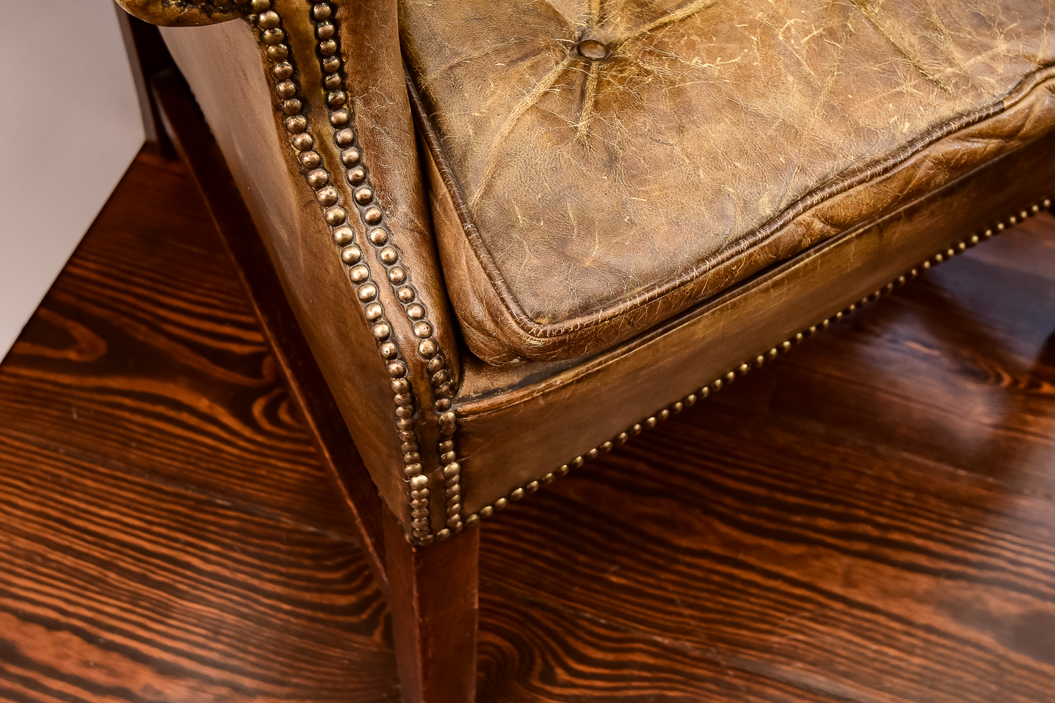 Leather Chippendale Style Wing Chair, Circa 1850