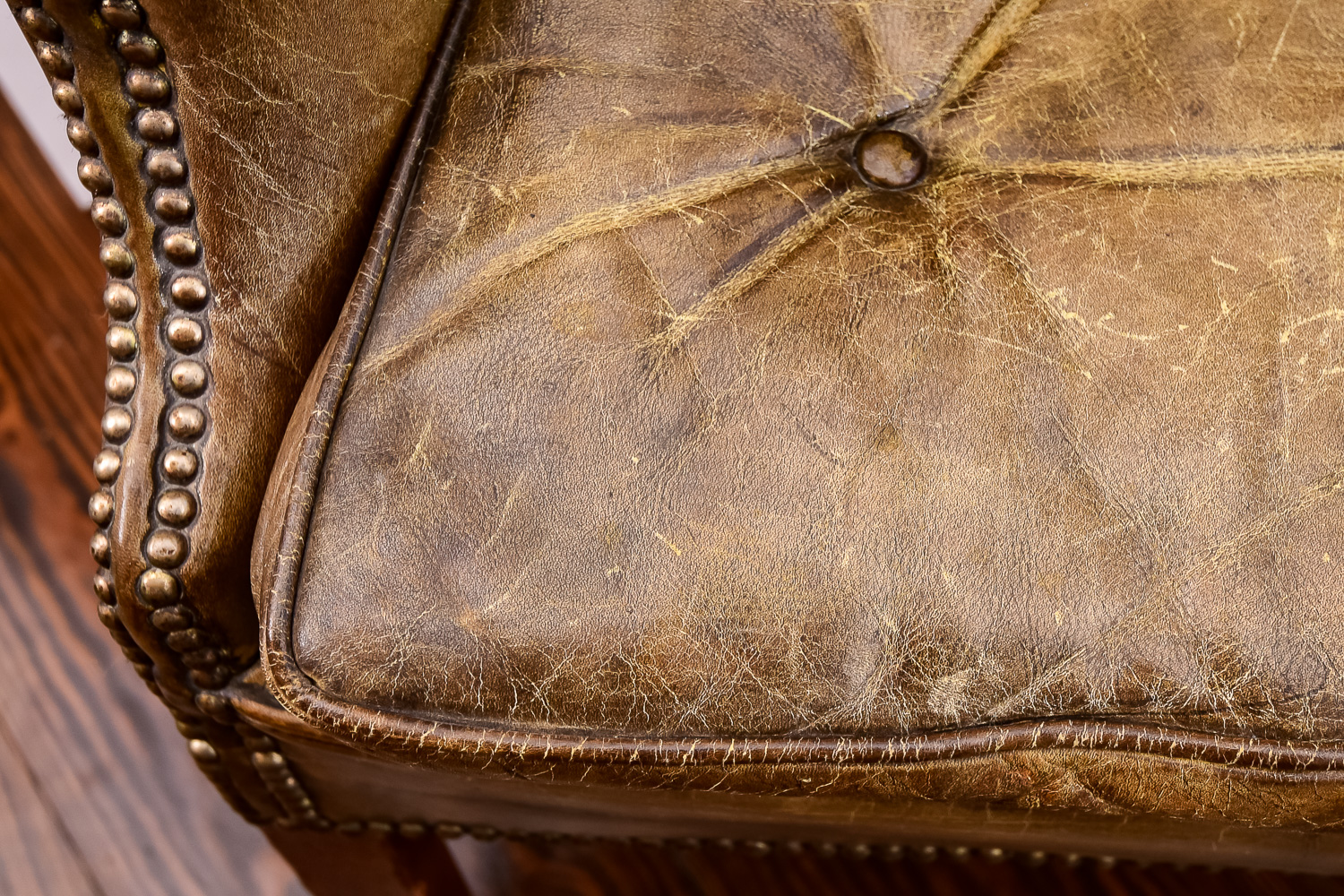 Leather Chippendale Style Wing Chair, Circa 1850