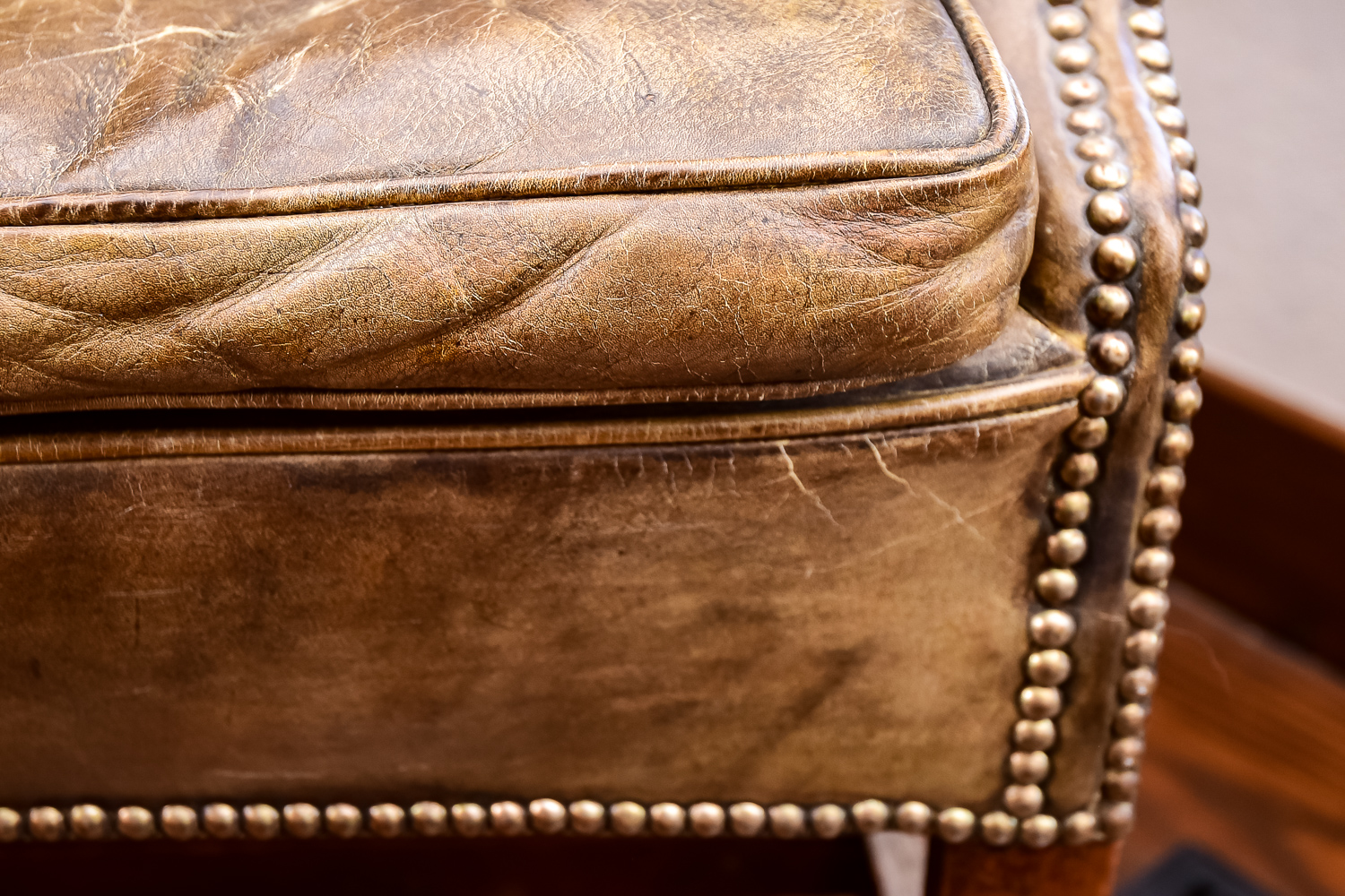 Leather Chippendale Style Wing Chair, Circa 1850