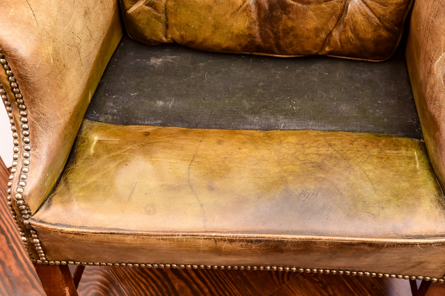 Leather Chippendale Style Wing Chair, Circa 1850