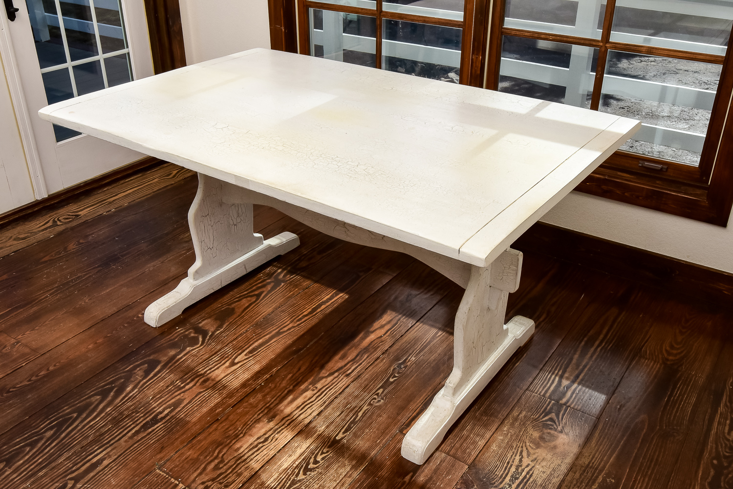 Trestle Dining Table and Captain's Chairs