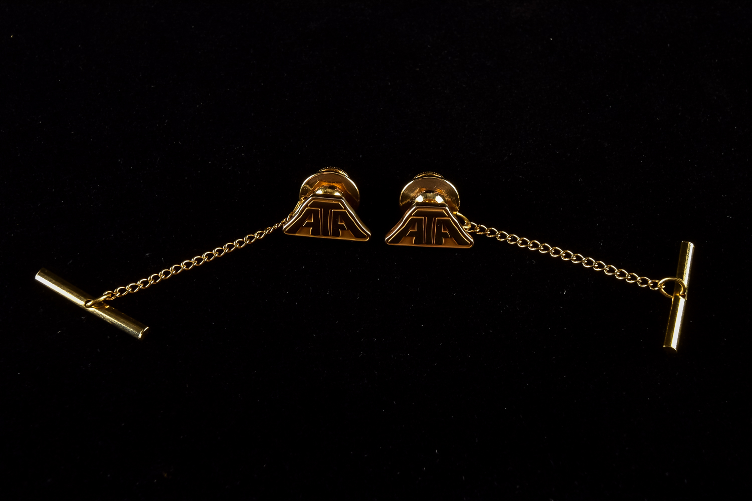 Set of Gold Cuff Links and Tie Tacks