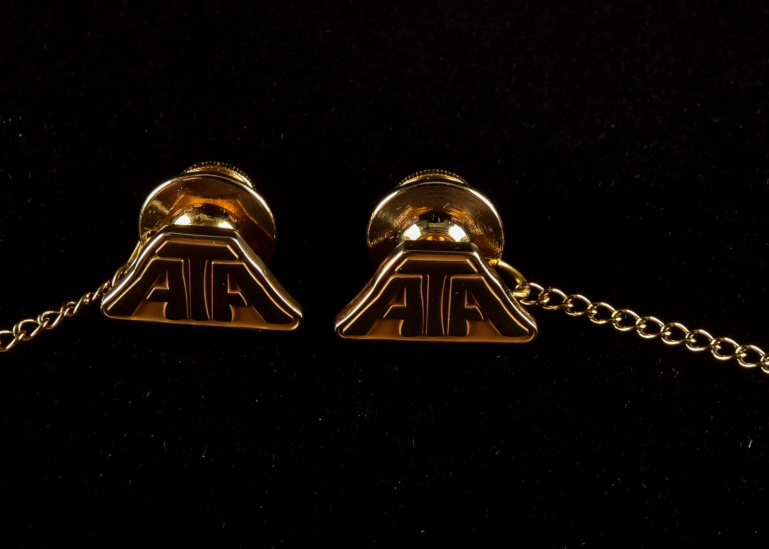 Set of Gold Cuff Links and Tie Tacks