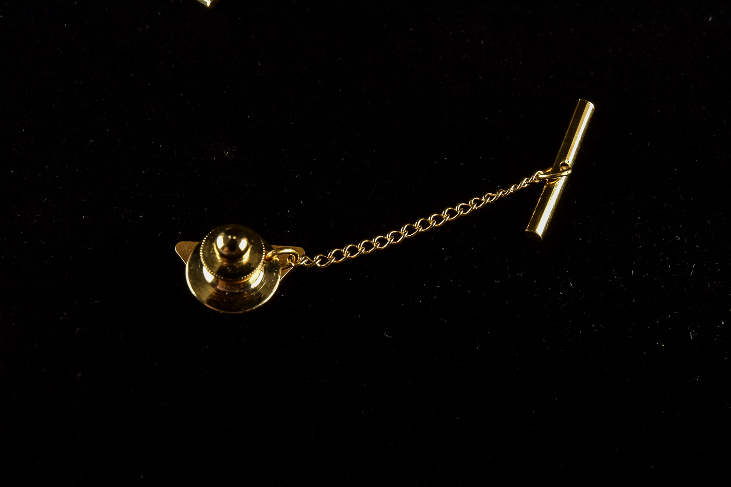 Set of Gold Cuff Links and Tie Tacks