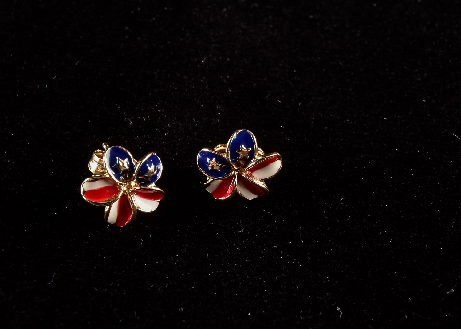 Patriotic Gold Flower Pendant and Earring Set