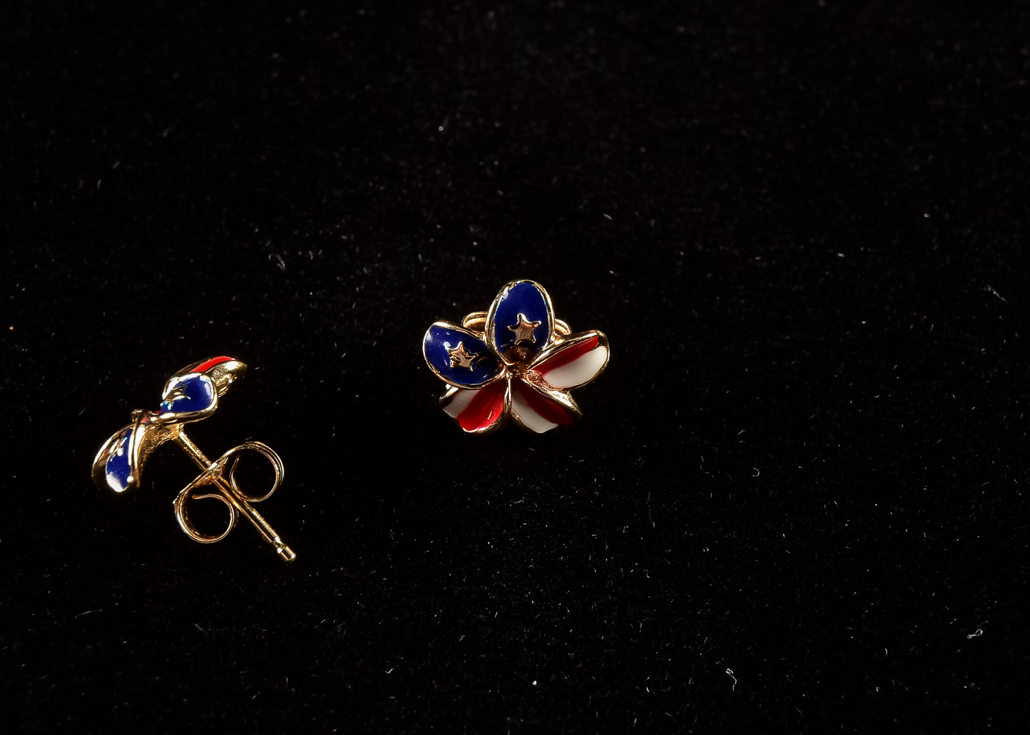 Patriotic Gold Flower Pendant and Earring Set