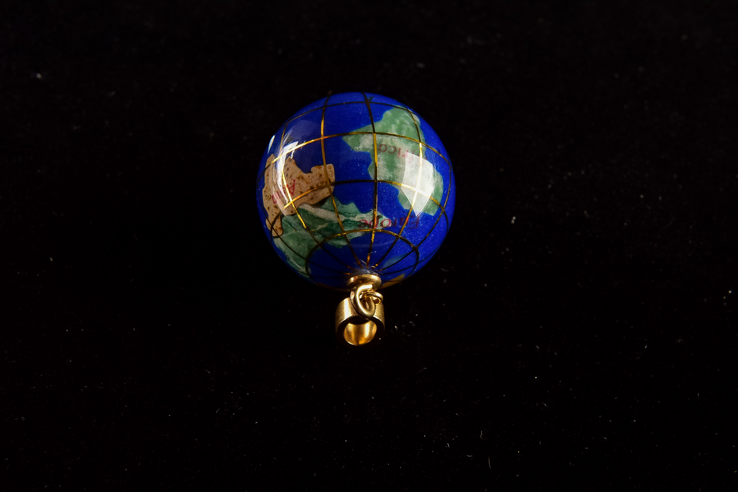 Gold and Lapis Earring and Globe Pendant Ensemble