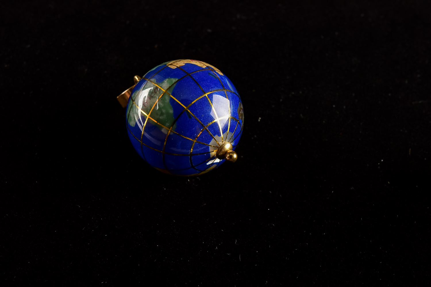 Gold and Lapis Earring and Globe Pendant Ensemble