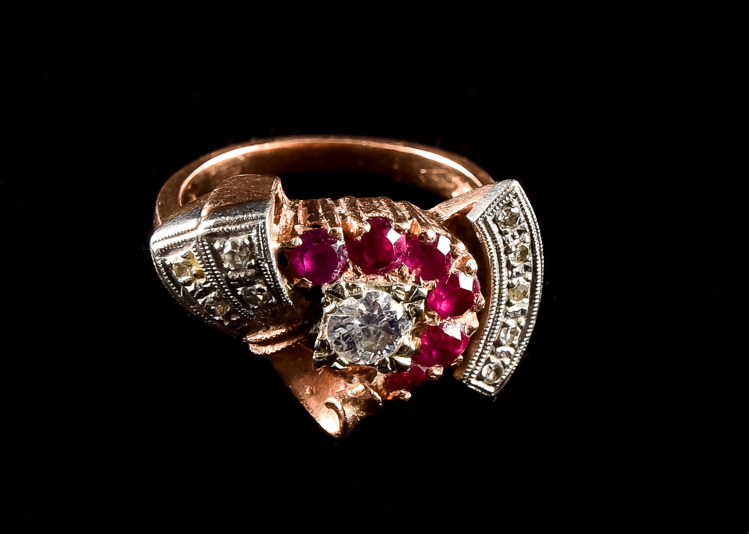 14K Gold, Ruby and Diamond Cocktail Ring
