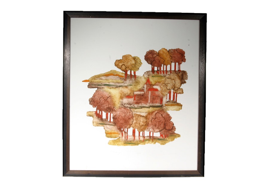 Jean Nantais Signed Color Etching  "Tuscany" Forest