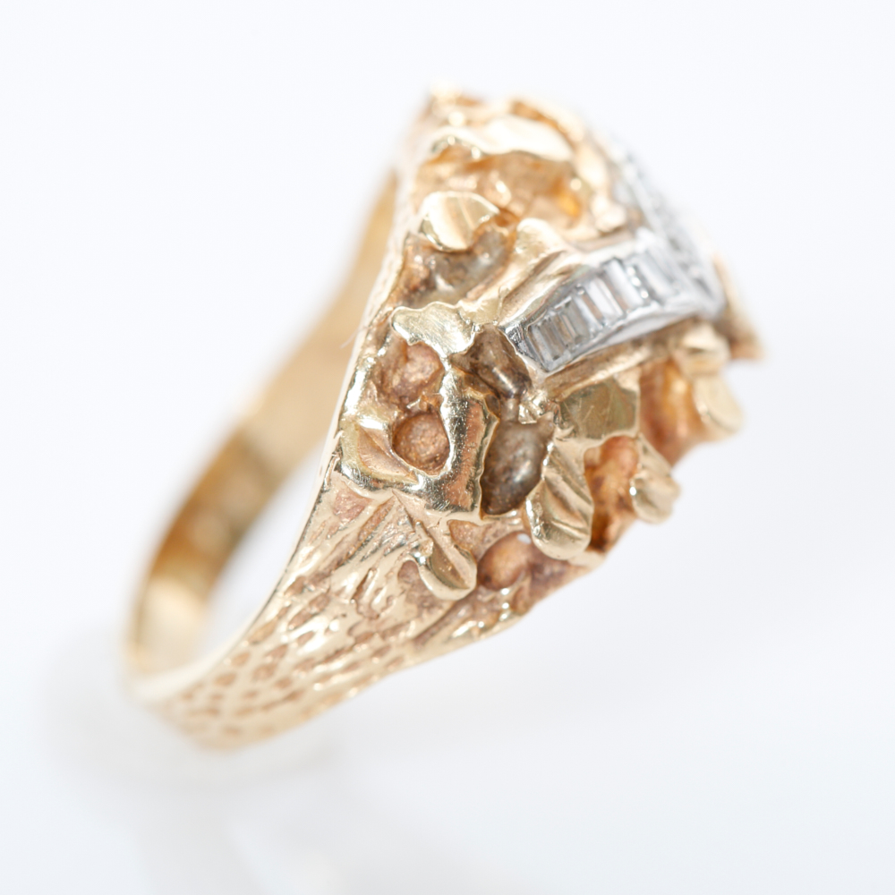 14K Gold Nugget Diamond Ring