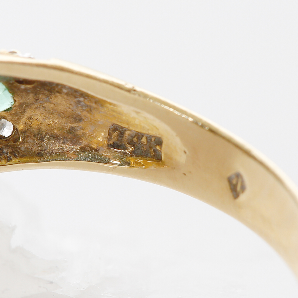 14K Gold Panther Emerald, Diamond, & Ruby Ring