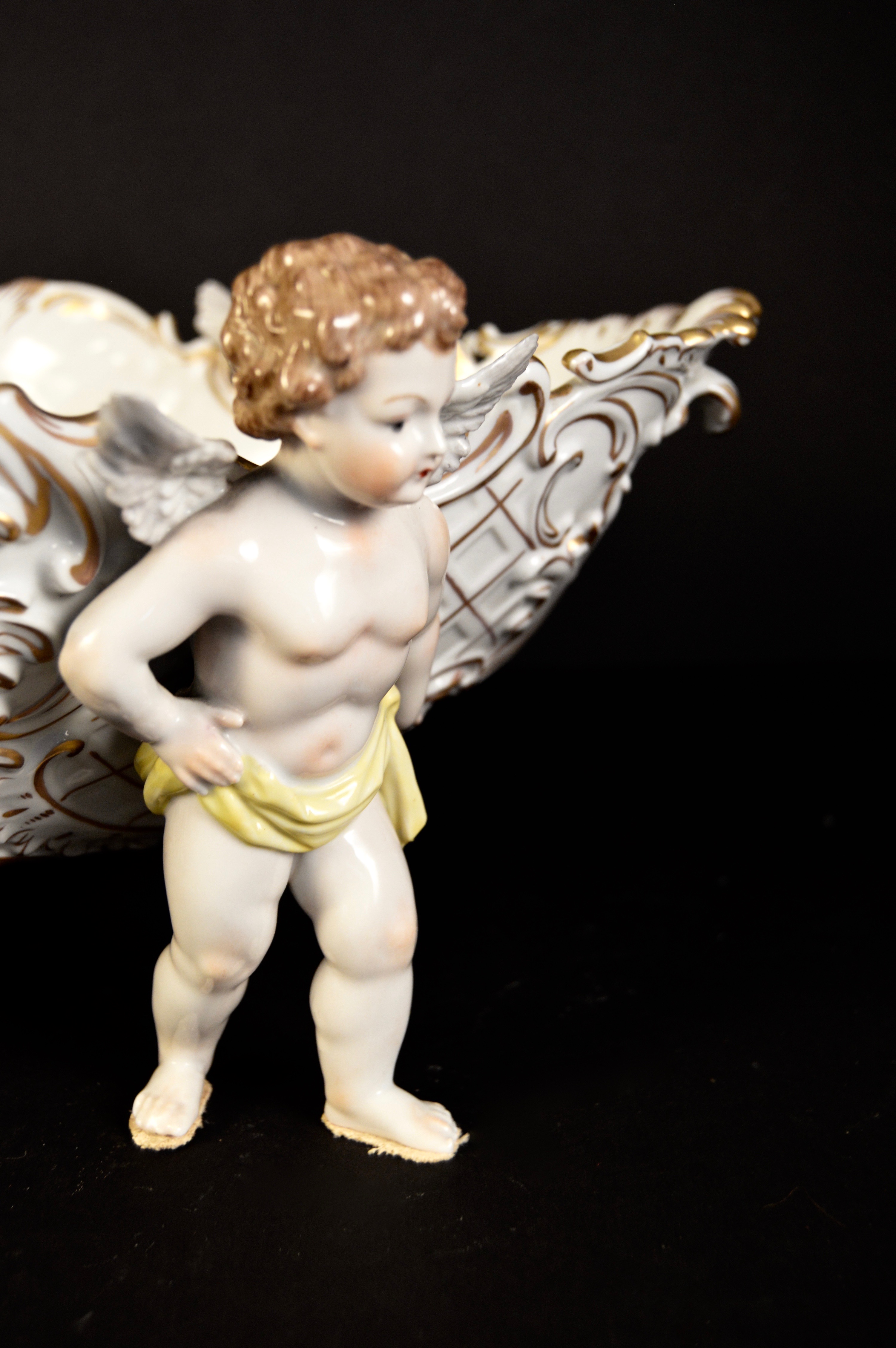 Large Rococo Revival Dresden Hand Painted Porcelain Bowl