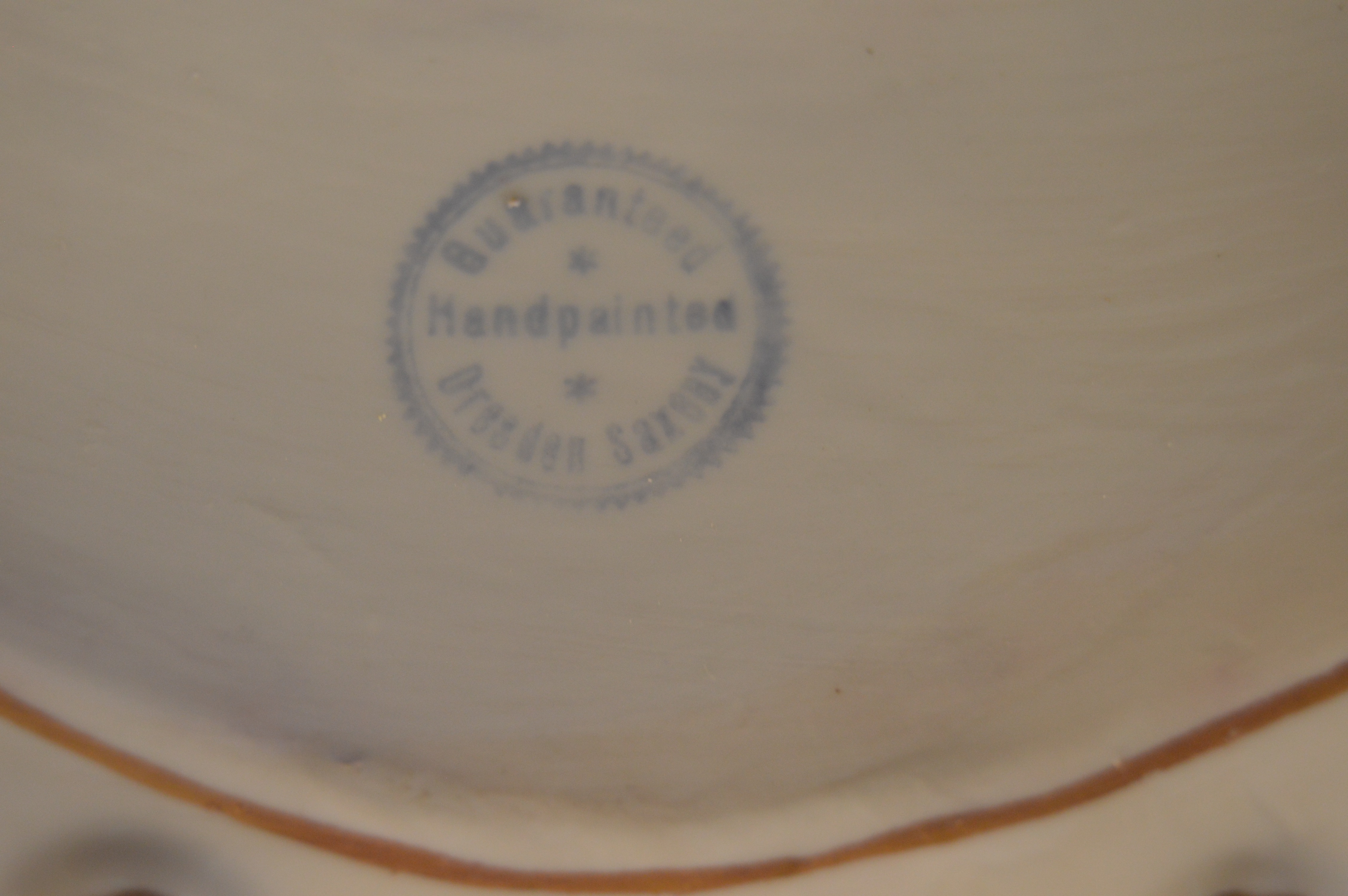 Large Rococo Revival Dresden Hand Painted Porcelain Bowl