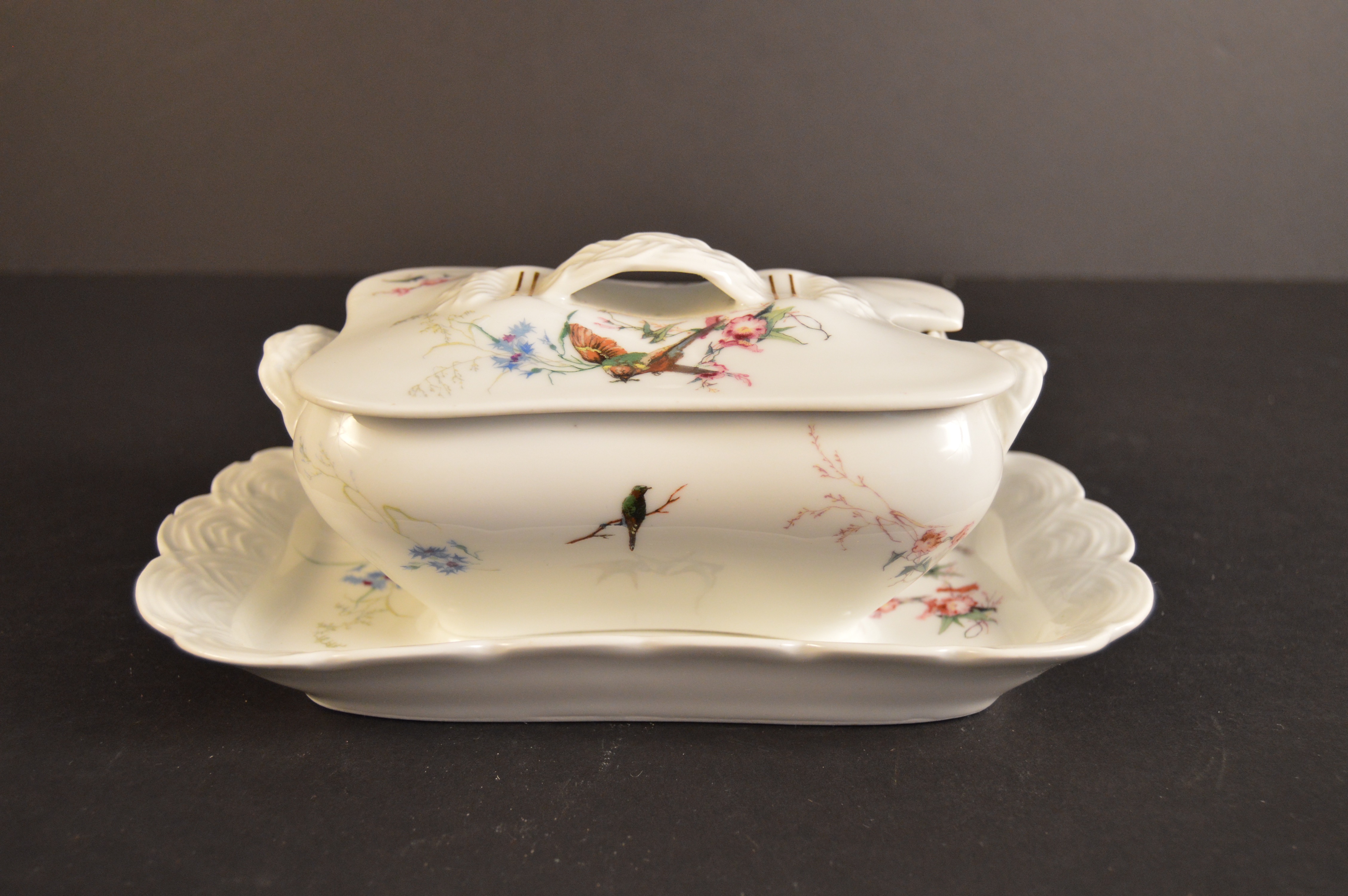 Haviland Limoges "Meadow Visitors"  Porcelain Gravy Tureen and Covered Dishes