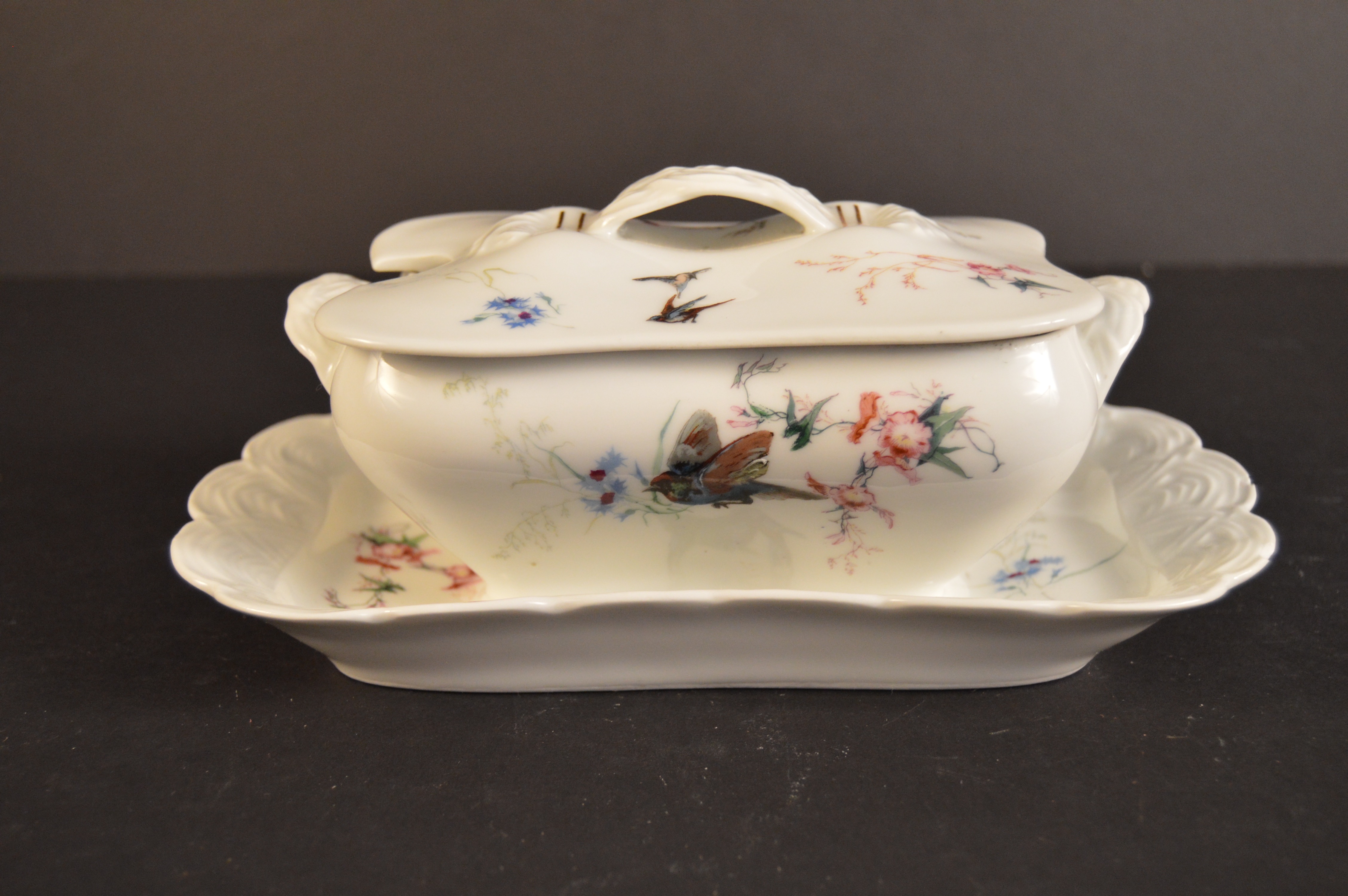 Haviland Limoges "Meadow Visitors"  Porcelain Gravy Tureen and Covered Dishes