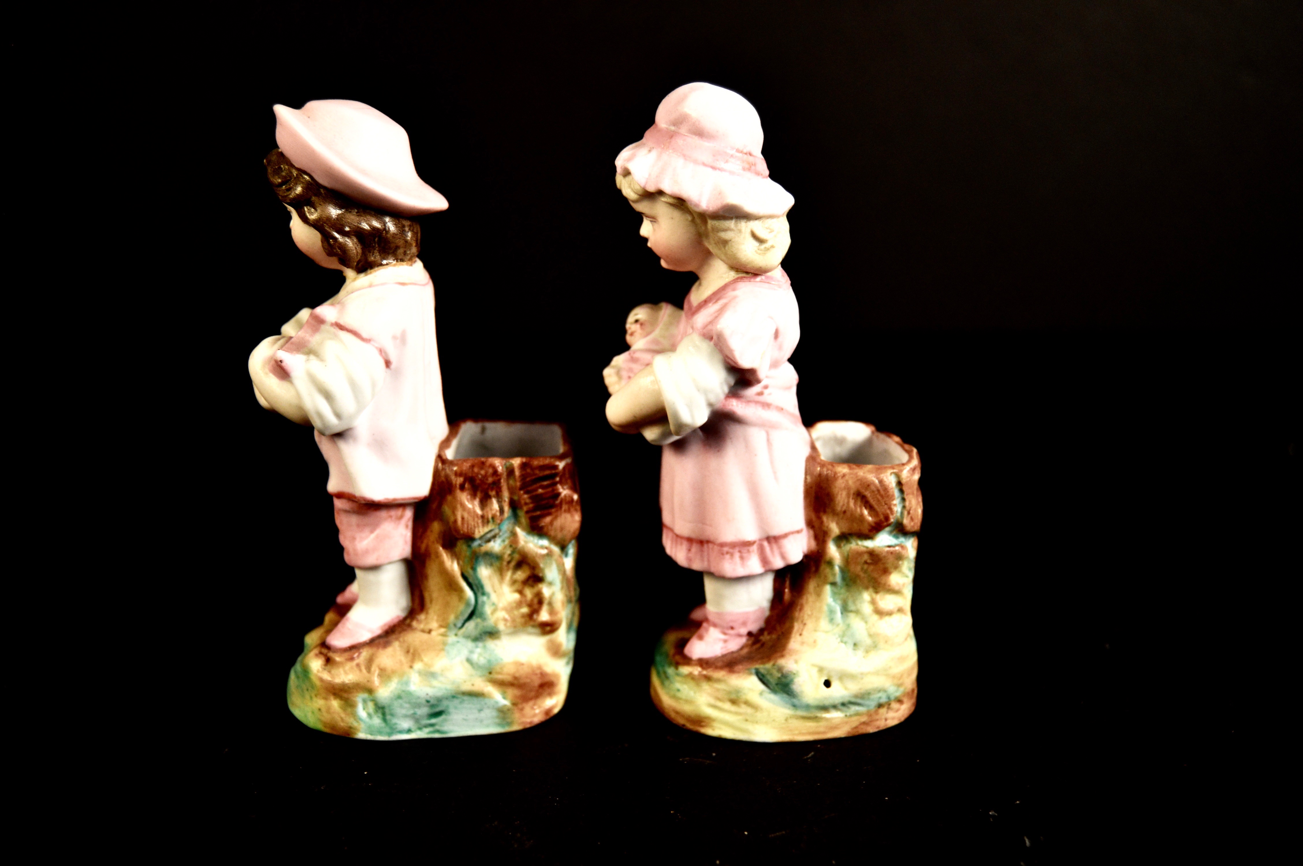 Group of Antique and Vintage Painted Bisque Figurines
