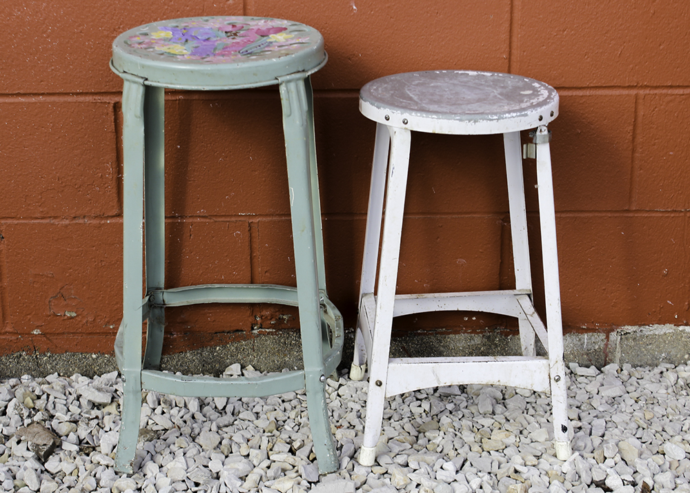 Pair of Industrial Style Metal Stools